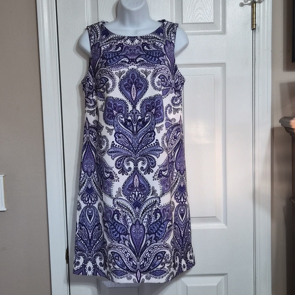 Alyx Purple Paisley Sleeveless Shift Dress Size 4 Like New